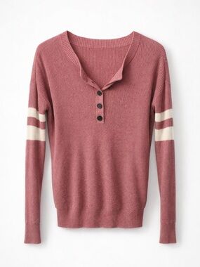 American Eagle Outfitters Mauve Button-Up Henley Sweater (151)